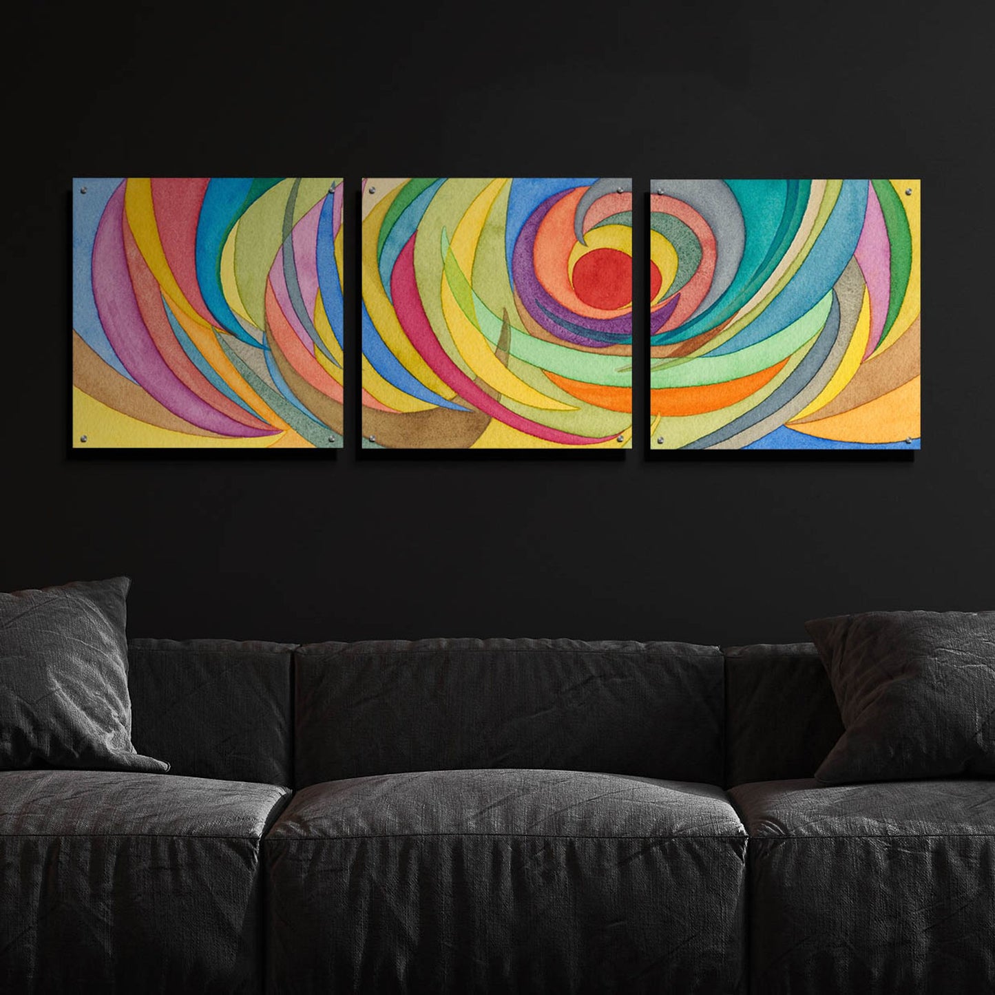 Epic Art 'Watercolor Arches I' by Nikki Galapon, Acrylic Glass Wall Art, 3 Piece Set,72x24