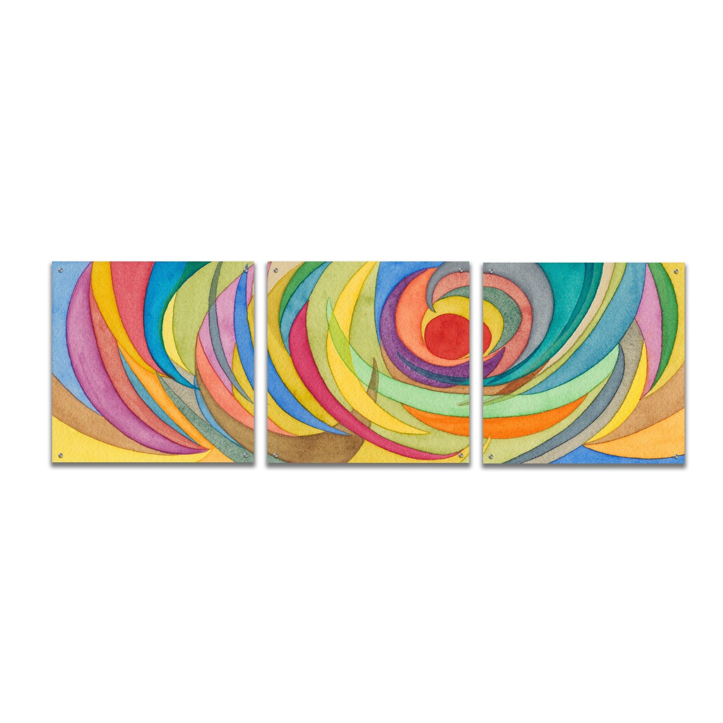Epic Art 'Watercolor Arches I' by Nikki Galapon, Acrylic Glass Wall Art, 3 Piece Set