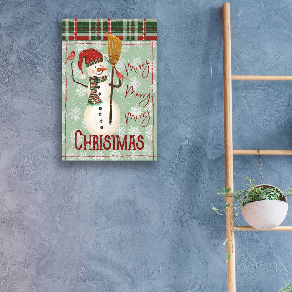 Merry-Merry-Merry Christmas Snowman by Cindy Jacobs - 16x24 acrylic wall art in a room