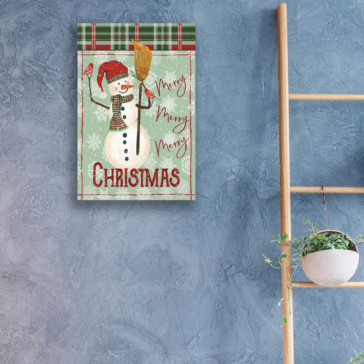 Merry-Merry-Merry Christmas Snowman by Cindy Jacobs - 16x24 acrylic wall art in a room