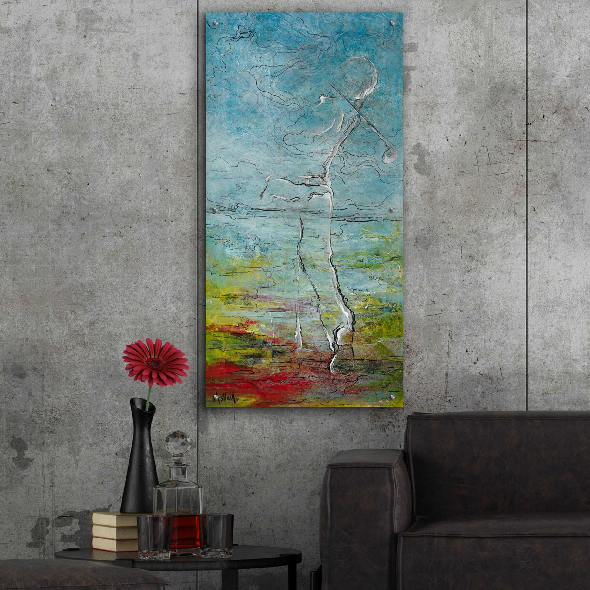 Epic Art 'The Golfer' by Samedin Asllani, Acrylic Glass Wall Art,24x48