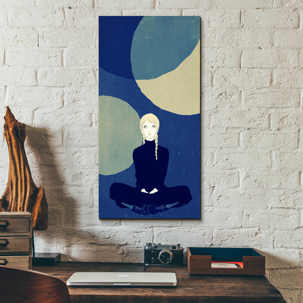 Epic Art 'Blue Planets' by Sai Tamiya, Acrylic Glass Wall Art,12x24