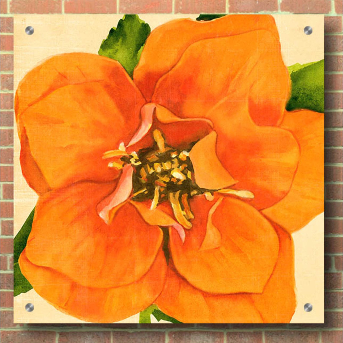 Copper Petals I by Annie Warren - 36x36 acrylic wall art in a room