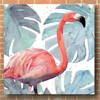 Flamingo Splash I by Annie Warren - 36x36 acrylic wall art in a room