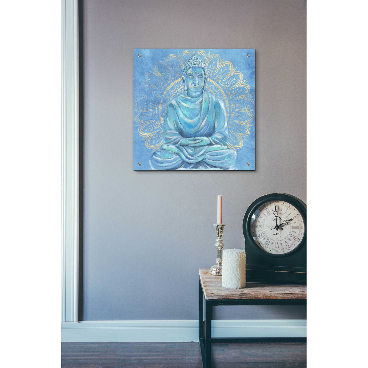 Buddha on Blue I by Annie Warren - 24x24 acrylic wall art in a room