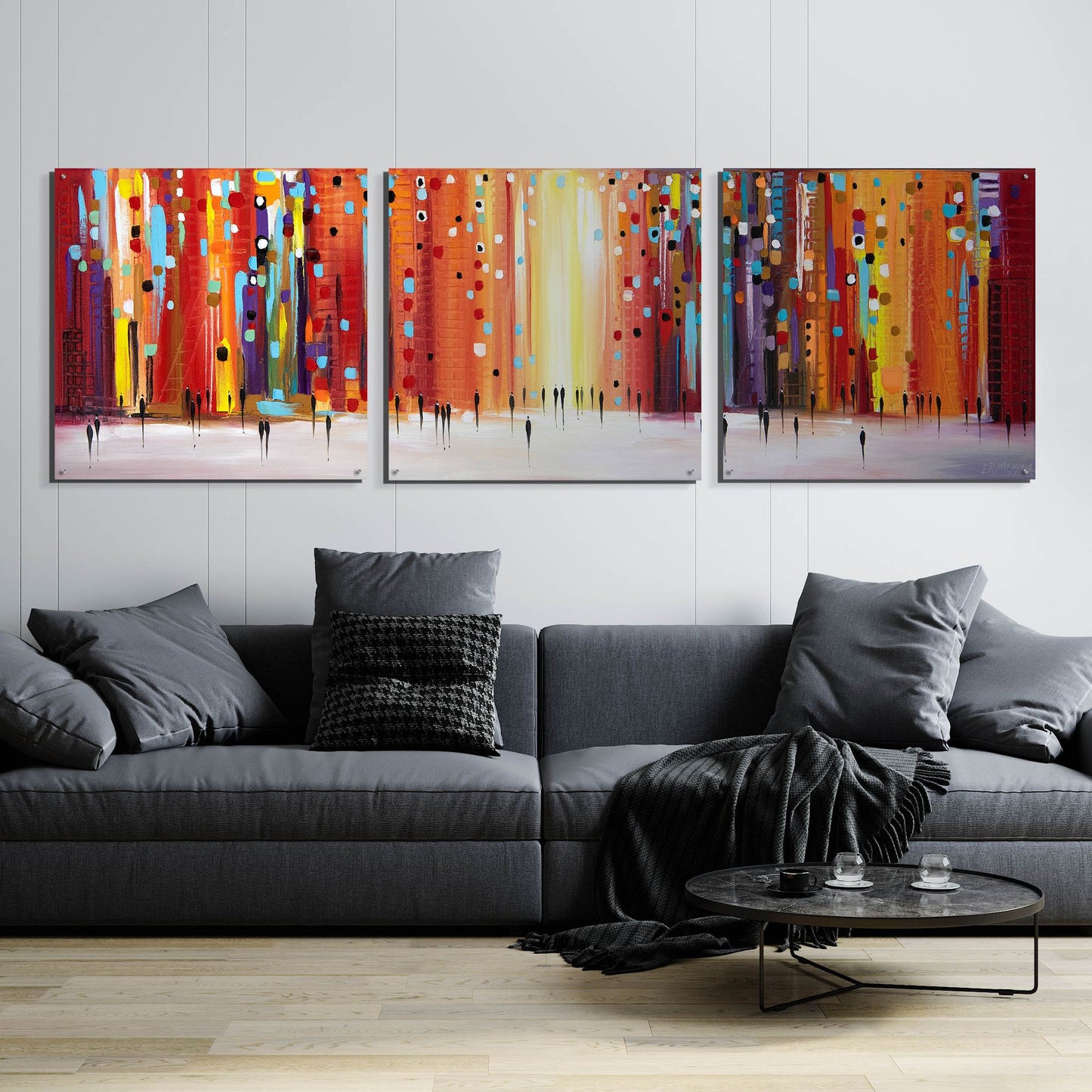 Epic Art 'Late Sunset' by Ekaterina Ermilkina Triptych on Acrylic,108 x 36 (3 Panels 36 x 36)