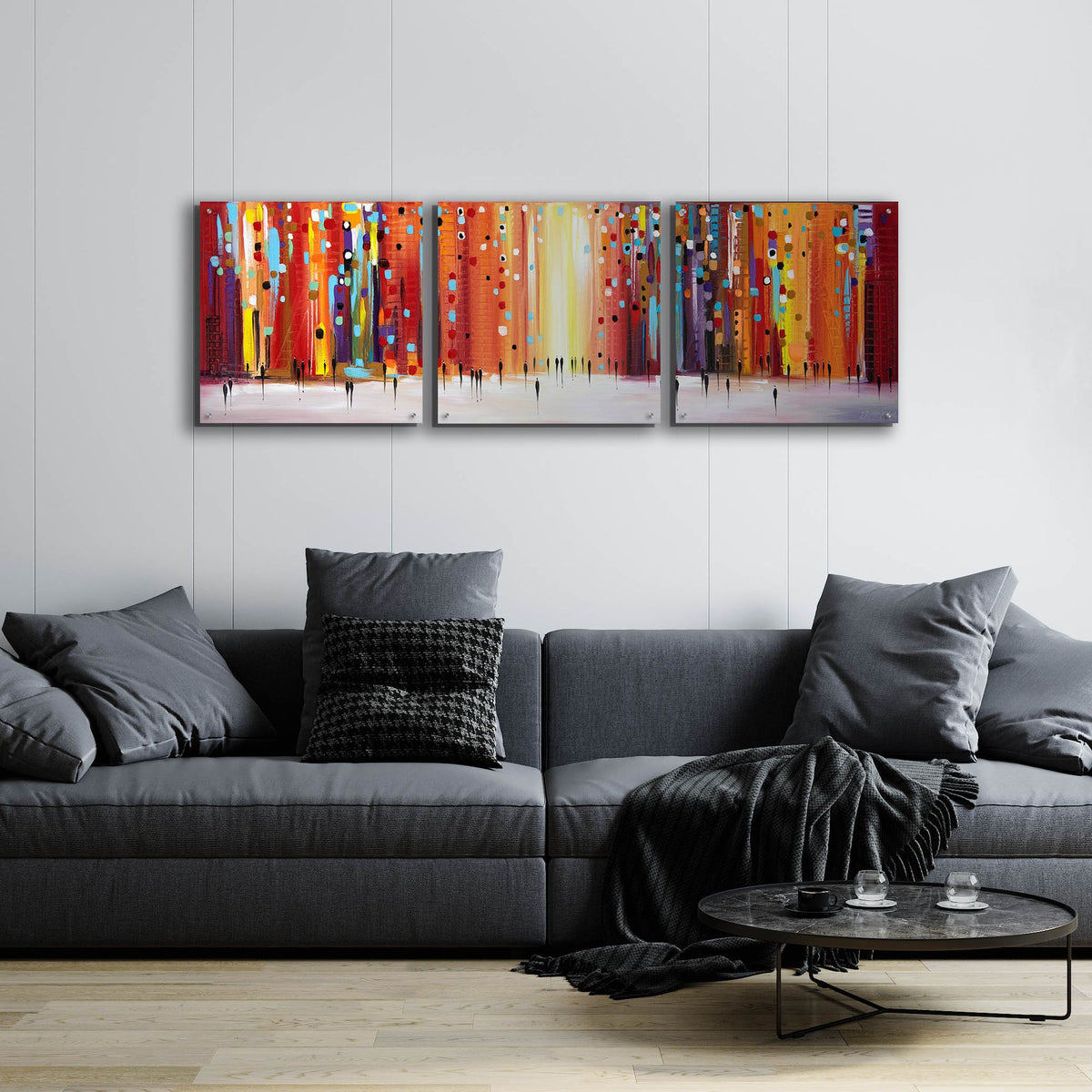 Epic Art 'Late Sunset' by Ekaterina Ermilkina Triptych on Acrylic,72 x 24 (3 Panels)