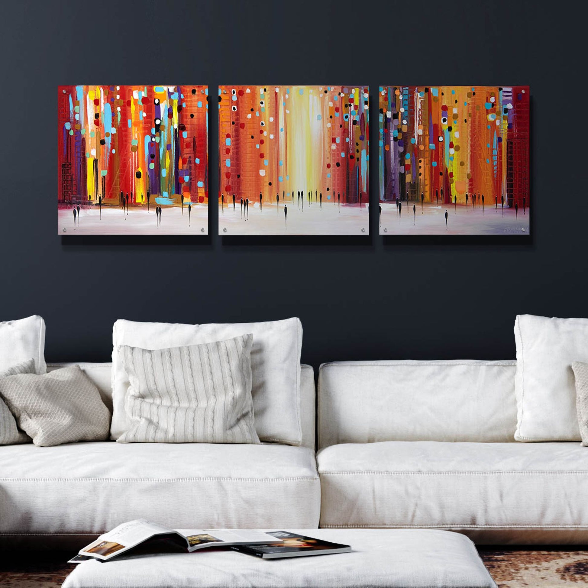 Epic Art 'Late Sunset' by Ekaterina Ermilkina Triptych on Acrylic,72 x 24 (3 Panels)