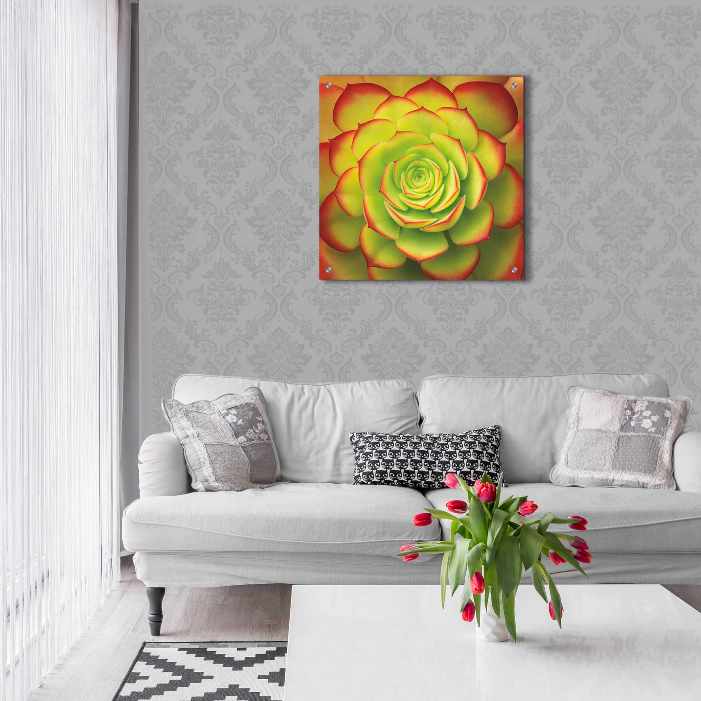 Epic Art 'Fiery Succulent' by Jan Bell Acrylic Glass Wall Art,24x24