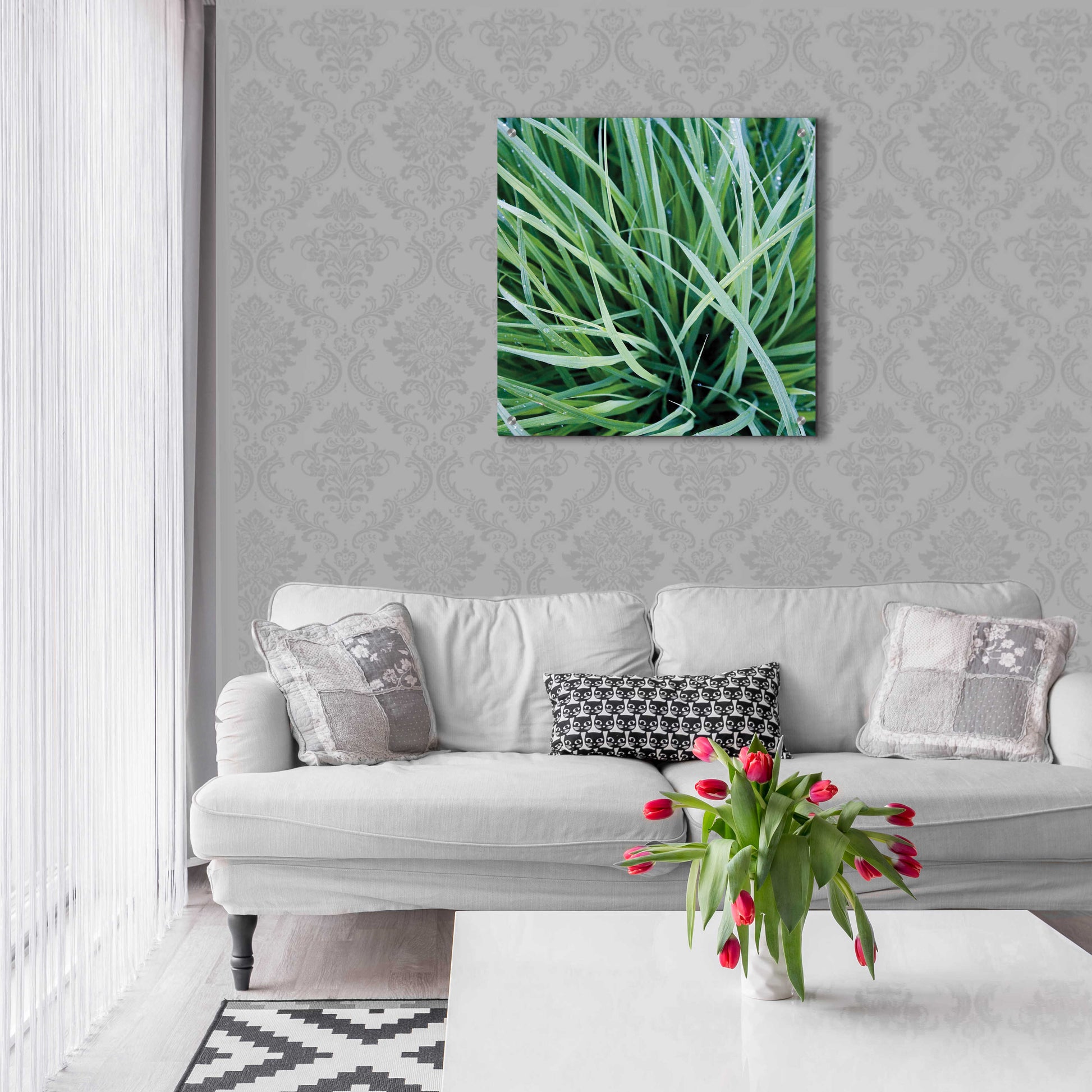 Epic Art 'Grass with Morning Dew' by Jan Bell Acrylic Glass Wall Art,24x24