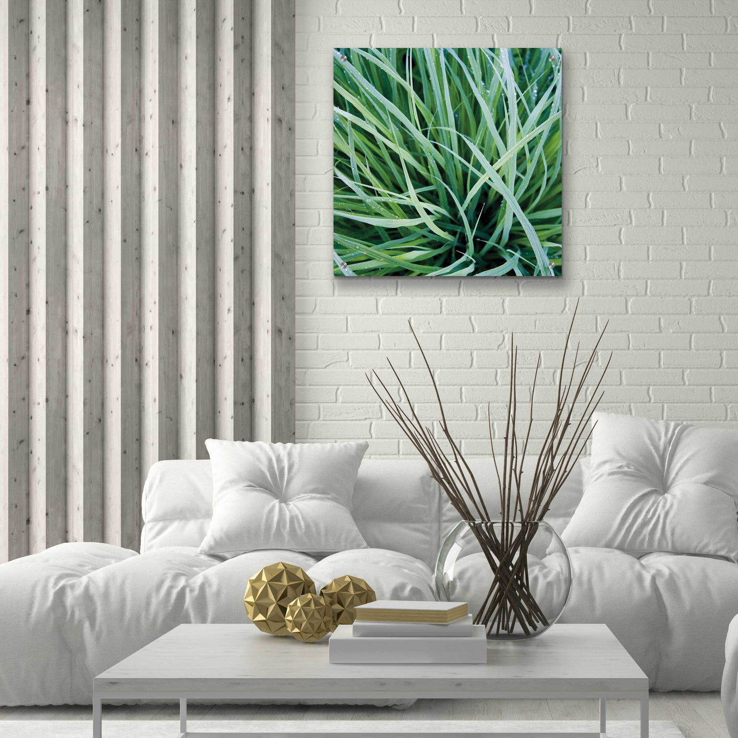 Epic Art 'Grass with Morning Dew' by Jan Bell Acrylic Glass Wall Art,24x24