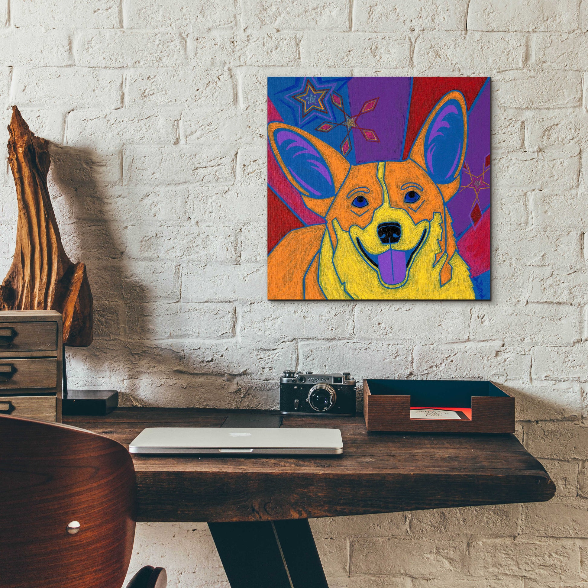 Epic Art 'Joyful Corgi' by Angela Bond Acrylic Glass Wall Art,12x12