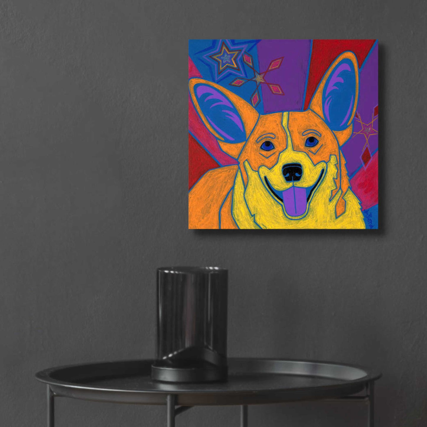 Epic Art 'Joyful Corgi' by Angela Bond Acrylic Glass Wall Art,12x12