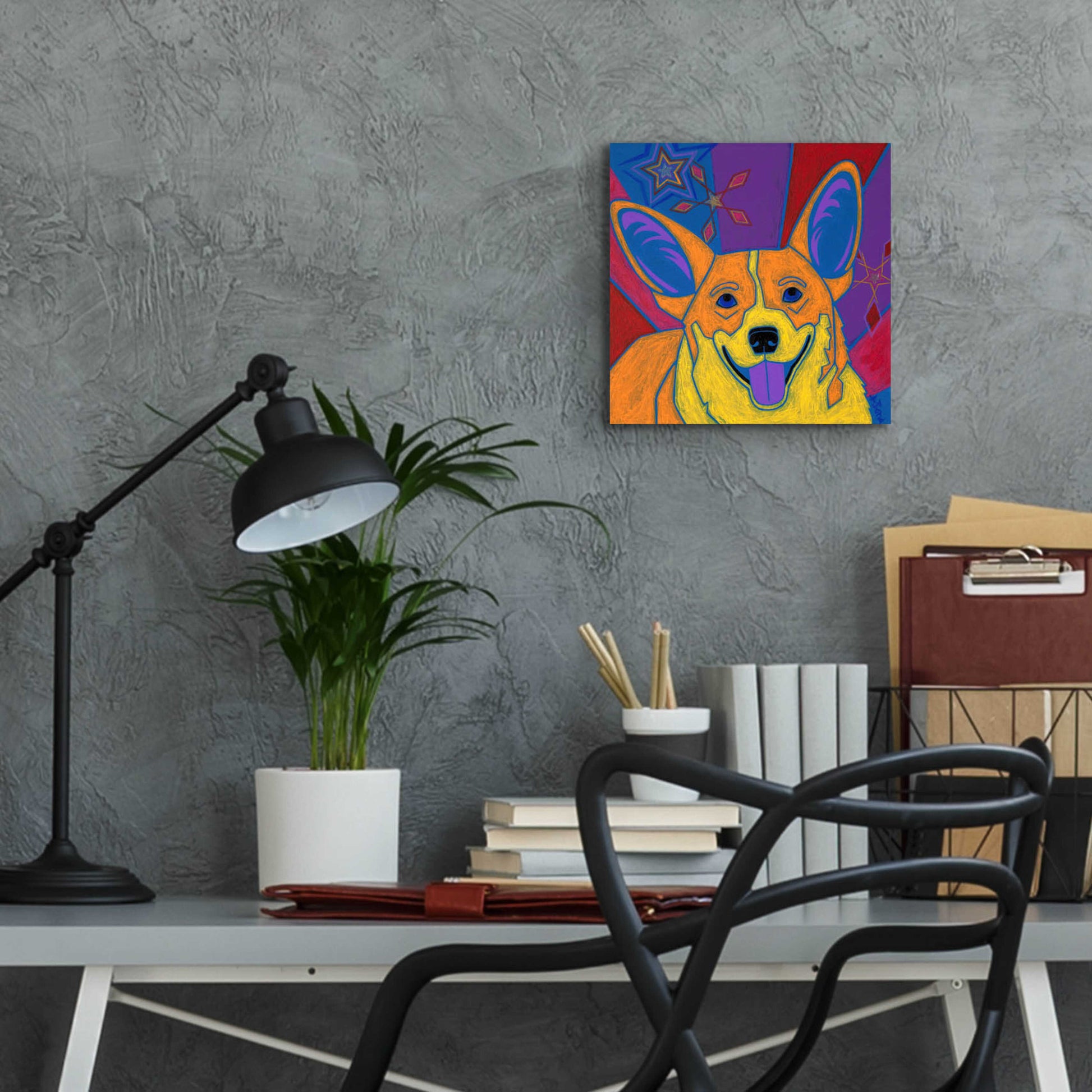 Epic Art 'Joyful Corgi' by Angela Bond Acrylic Glass Wall Art,12x12