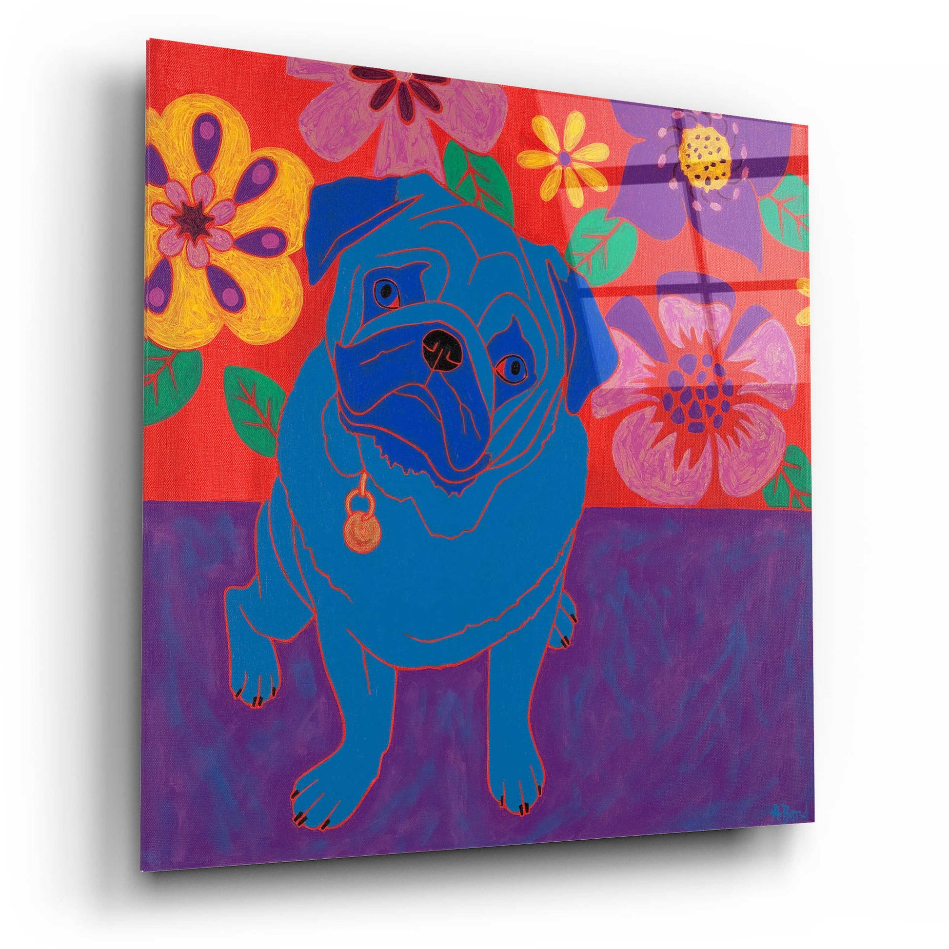 Epic Art 'Perspicacious Pug' by Angela Bond Acrylic Glass Wall Art,12x12