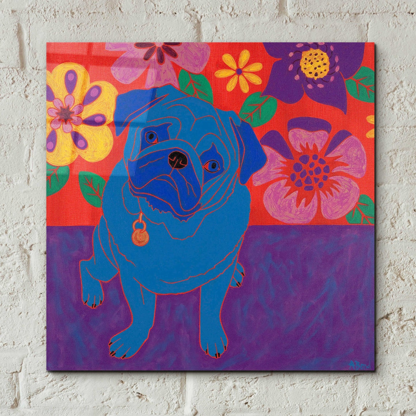 Epic Art 'Perspicacious Pug' by Angela Bond Acrylic Glass Wall Art,12x12