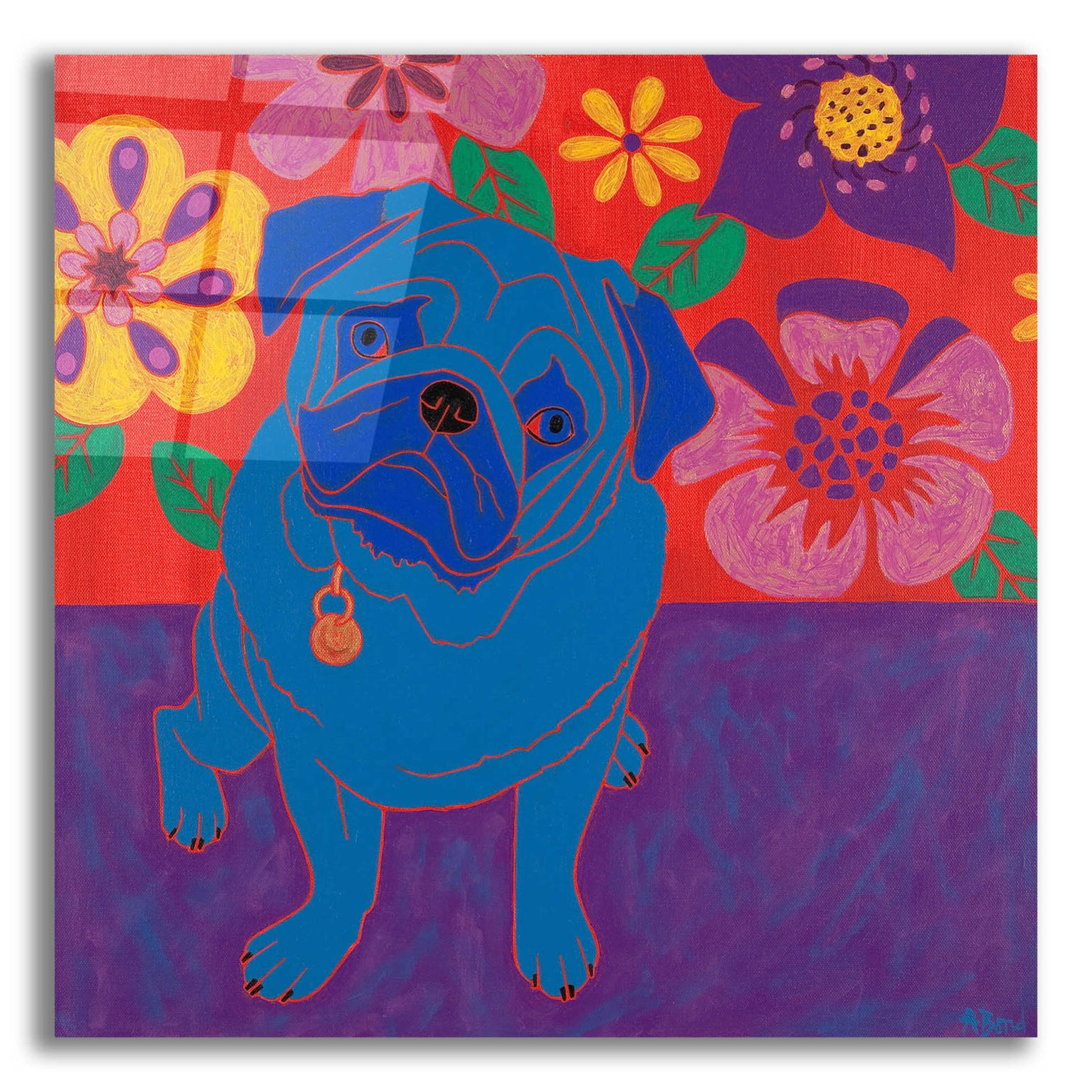 Epic Art 'Perspicacious Pug' by Angela Bond Acrylic Glass Wall Art,12x12