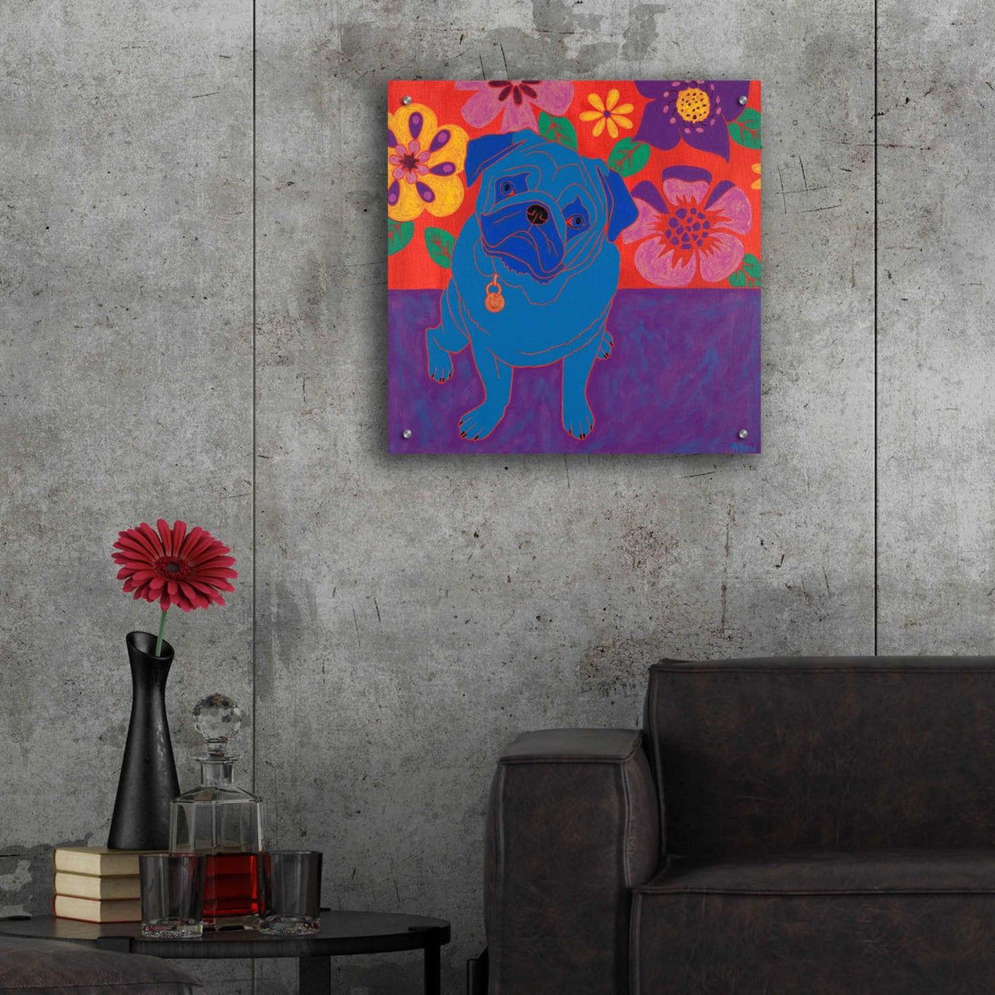 Epic Art 'Perspicacious Pug' by Angela Bond Acrylic Glass Wall Art,24x24