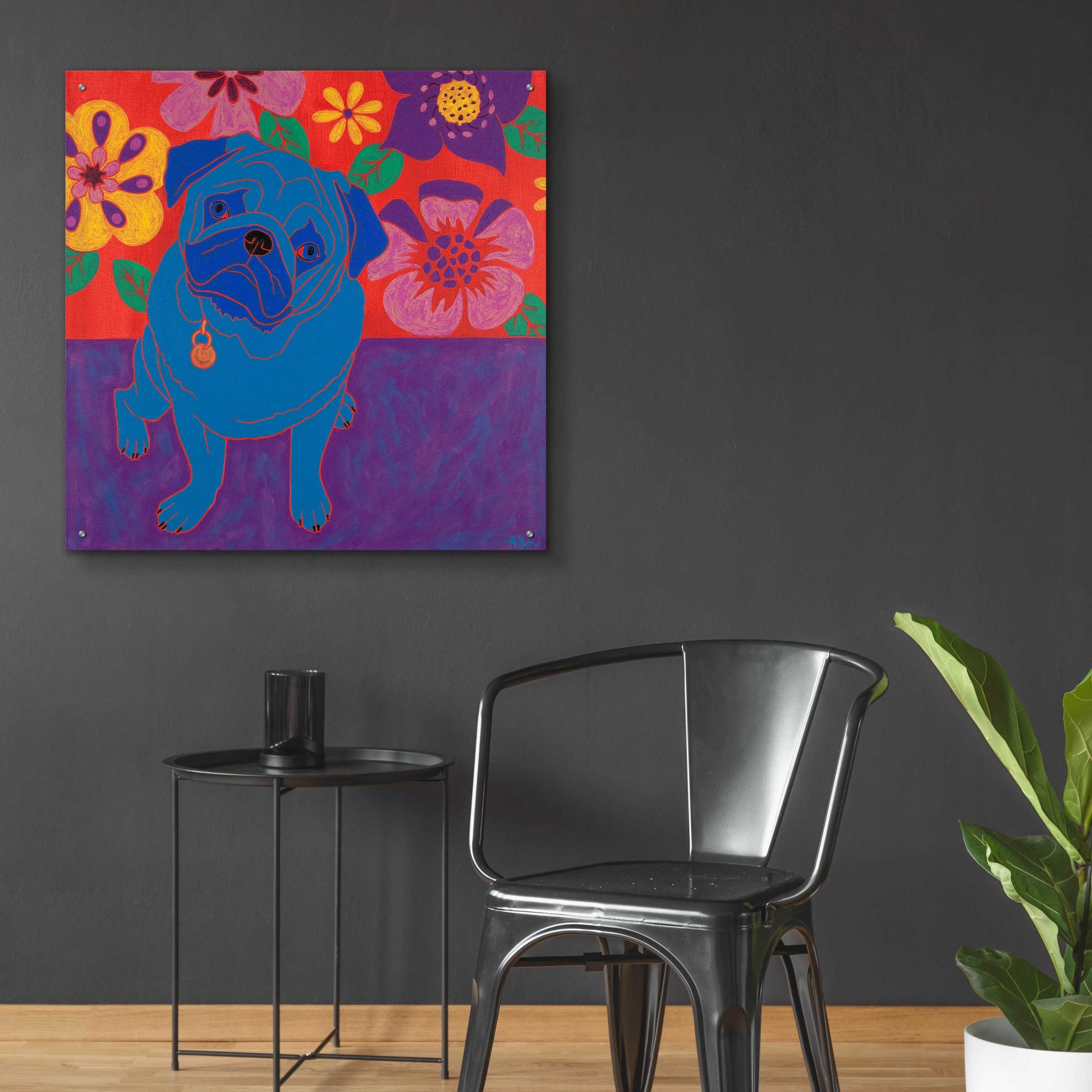 Epic Art 'Perspicacious Pug' by Angela Bond Acrylic Glass Wall Art,36x36