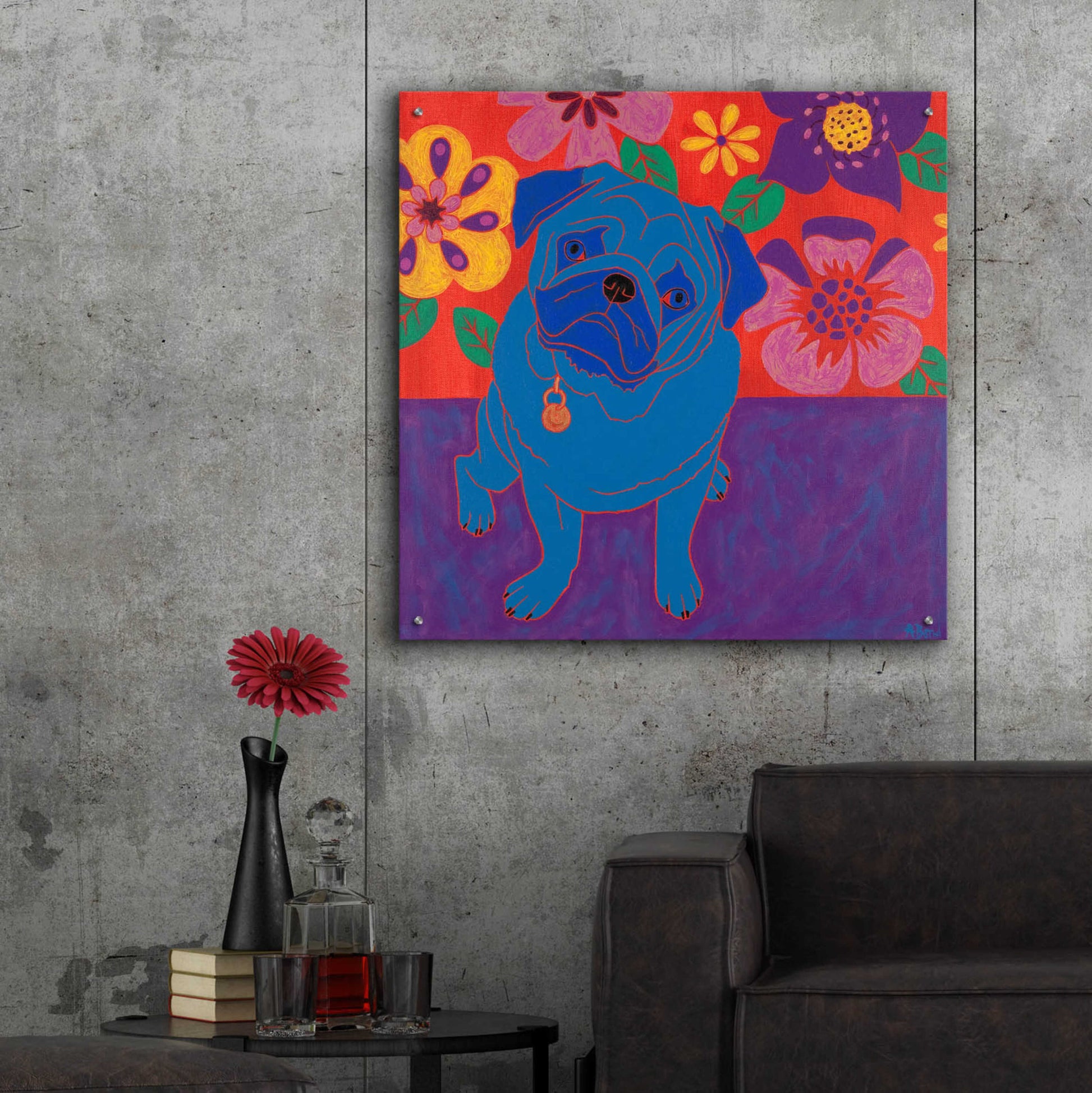 Epic Art 'Perspicacious Pug' by Angela Bond Acrylic Glass Wall Art,36x36