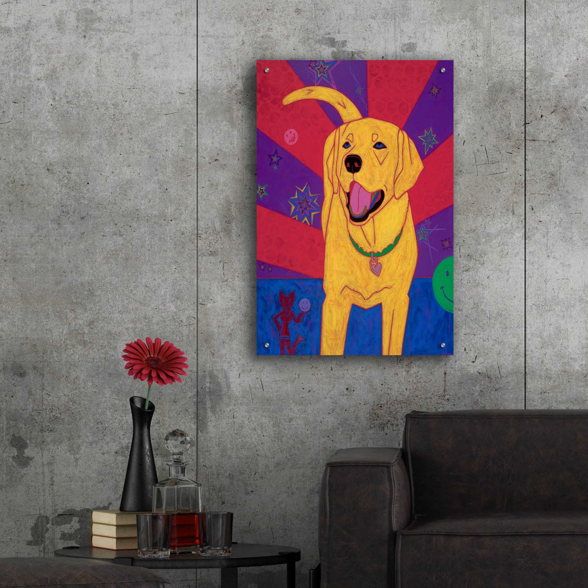 Epic Art 'Yellow Happiness' by Angela Bond Acrylic Glass Wall Art,24x36