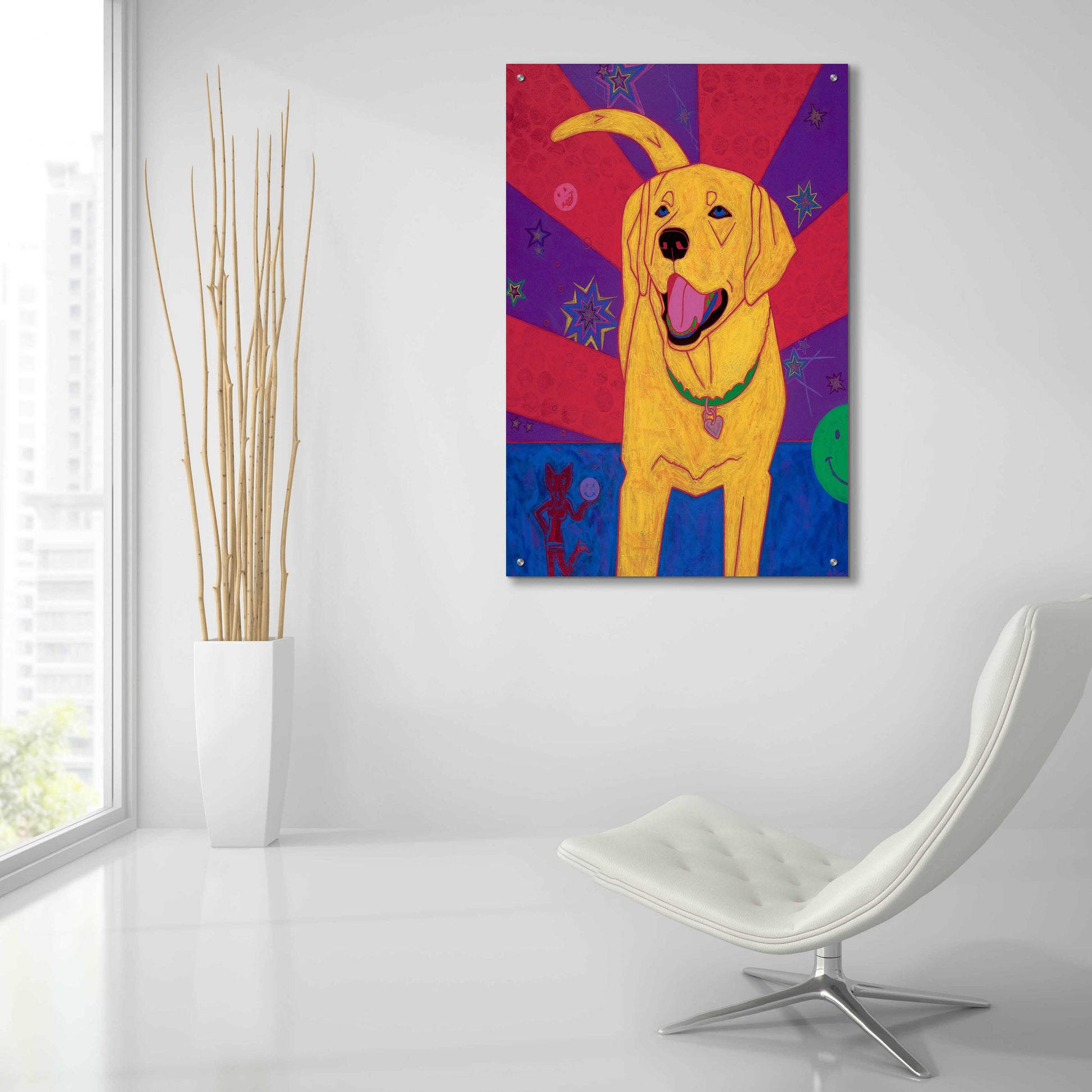 Epic Art 'Yellow Happiness' by Angela Bond Acrylic Glass Wall Art,24x36