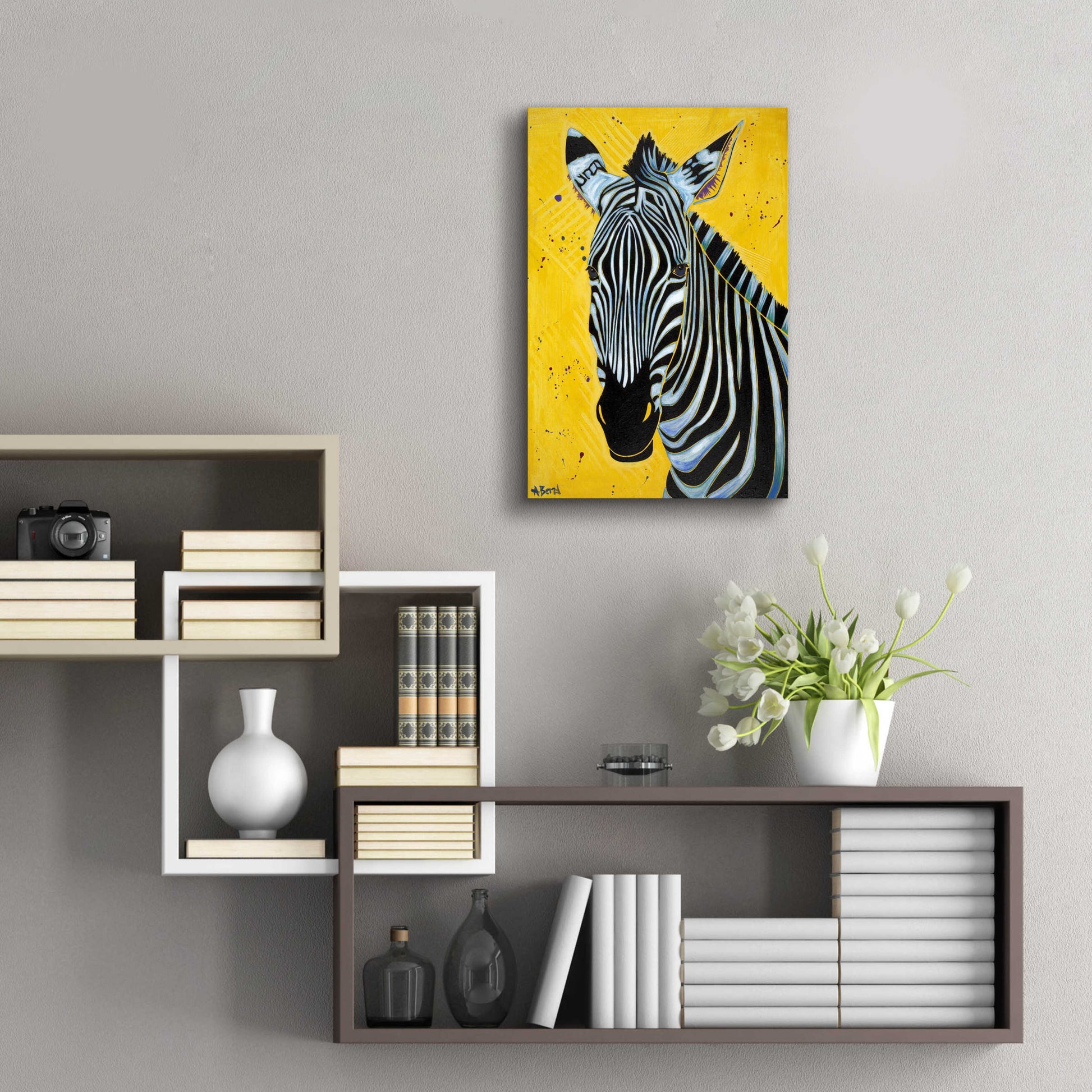 Epic Art 'Zebra' by Angela Bond Acrylic Glass Wall Art,16x24