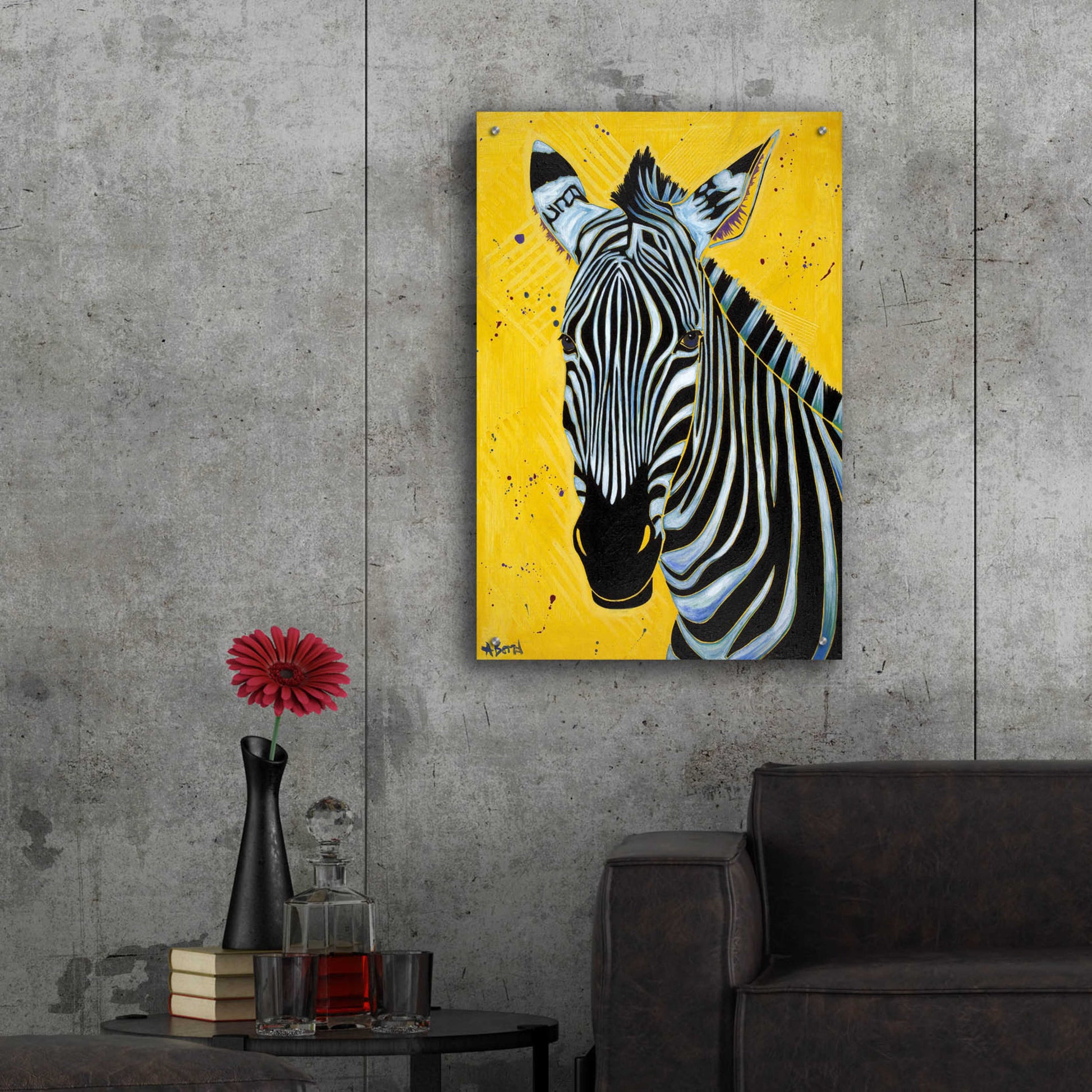 Epic Art 'Zebra' by Angela Bond Acrylic Glass Wall Art,24x36