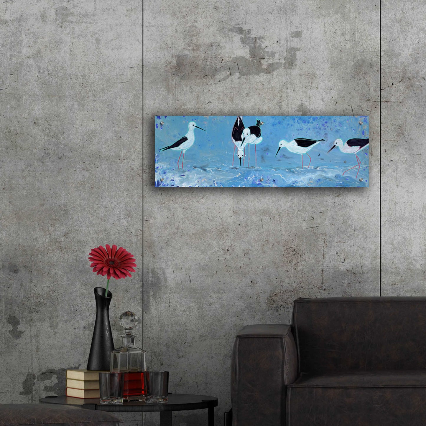 Epic Art 'Long Legged Waders' by Angela Bond Acrylic Glass Wall Art,36x12