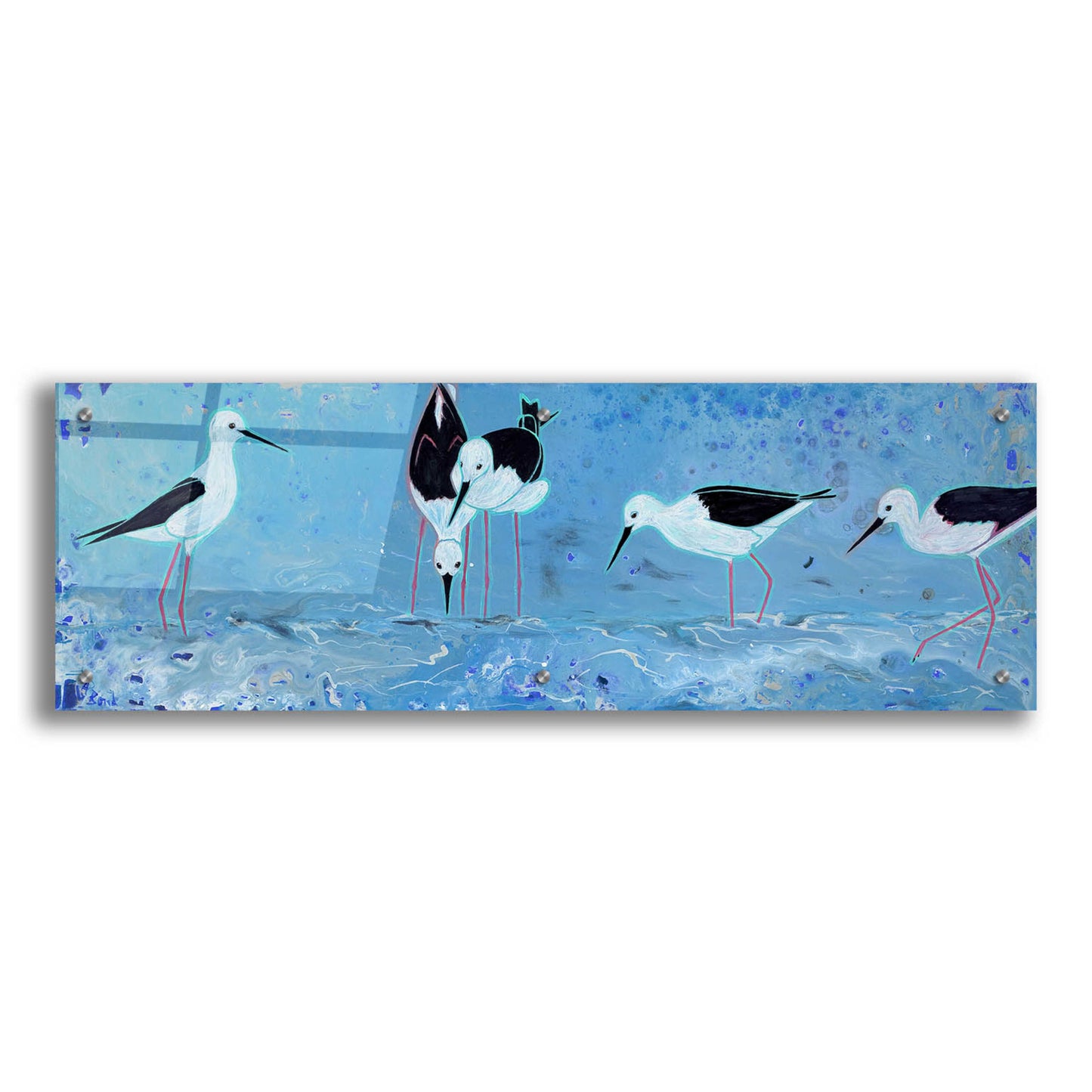 Epic Art 'Long Legged Waders' by Angela Bond Acrylic Glass Wall Art,36x12