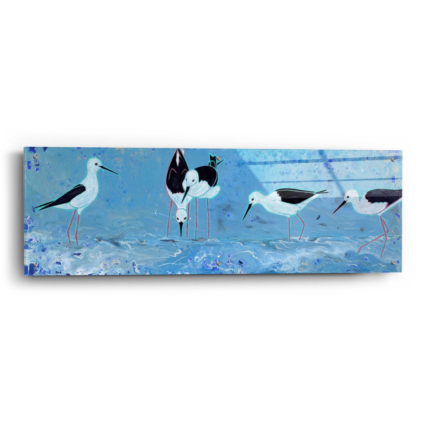 Epic Art 'Long Legged Waders' by Angela Bond Acrylic Glass Wall Art,48x16