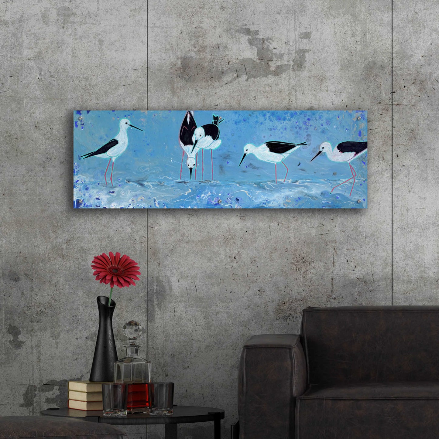 Epic Art 'Long Legged Waders' by Angela Bond Acrylic Glass Wall Art,48x16