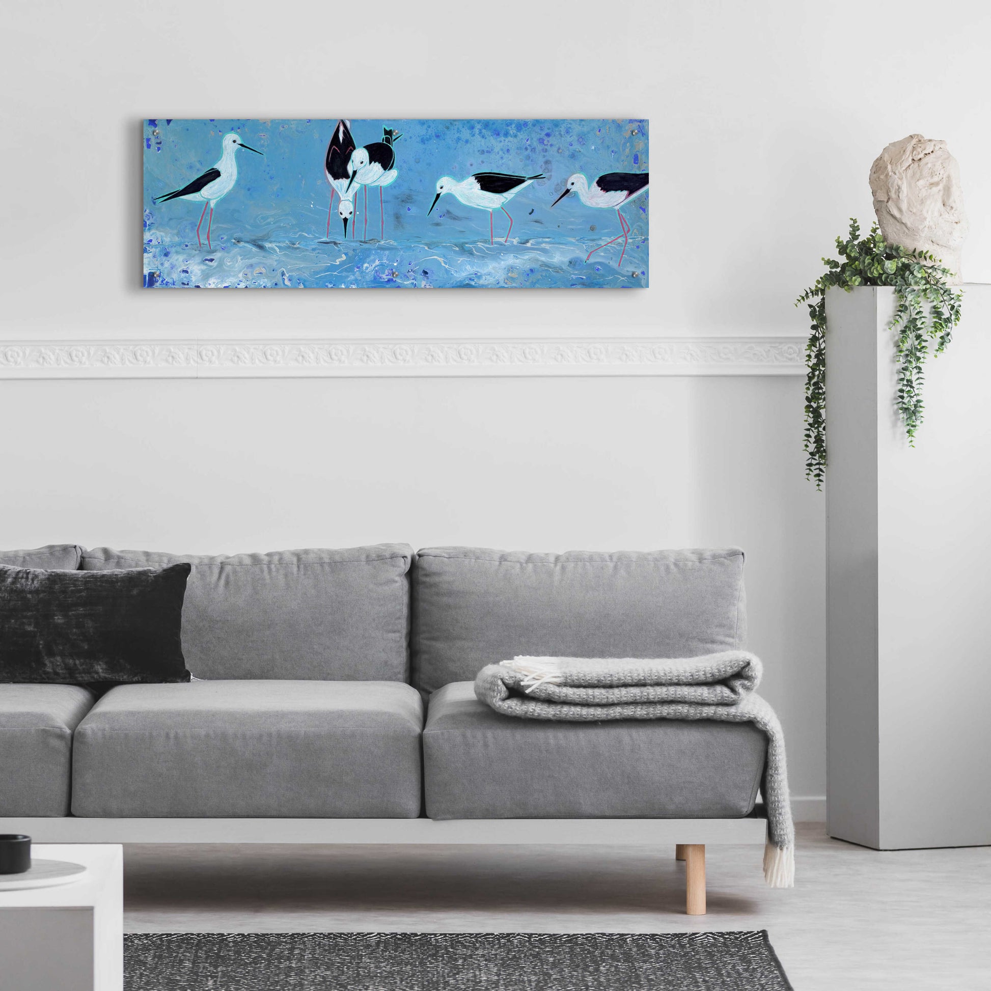 Epic Art 'Long Legged Waders' by Angela Bond Acrylic Glass Wall Art,48x16