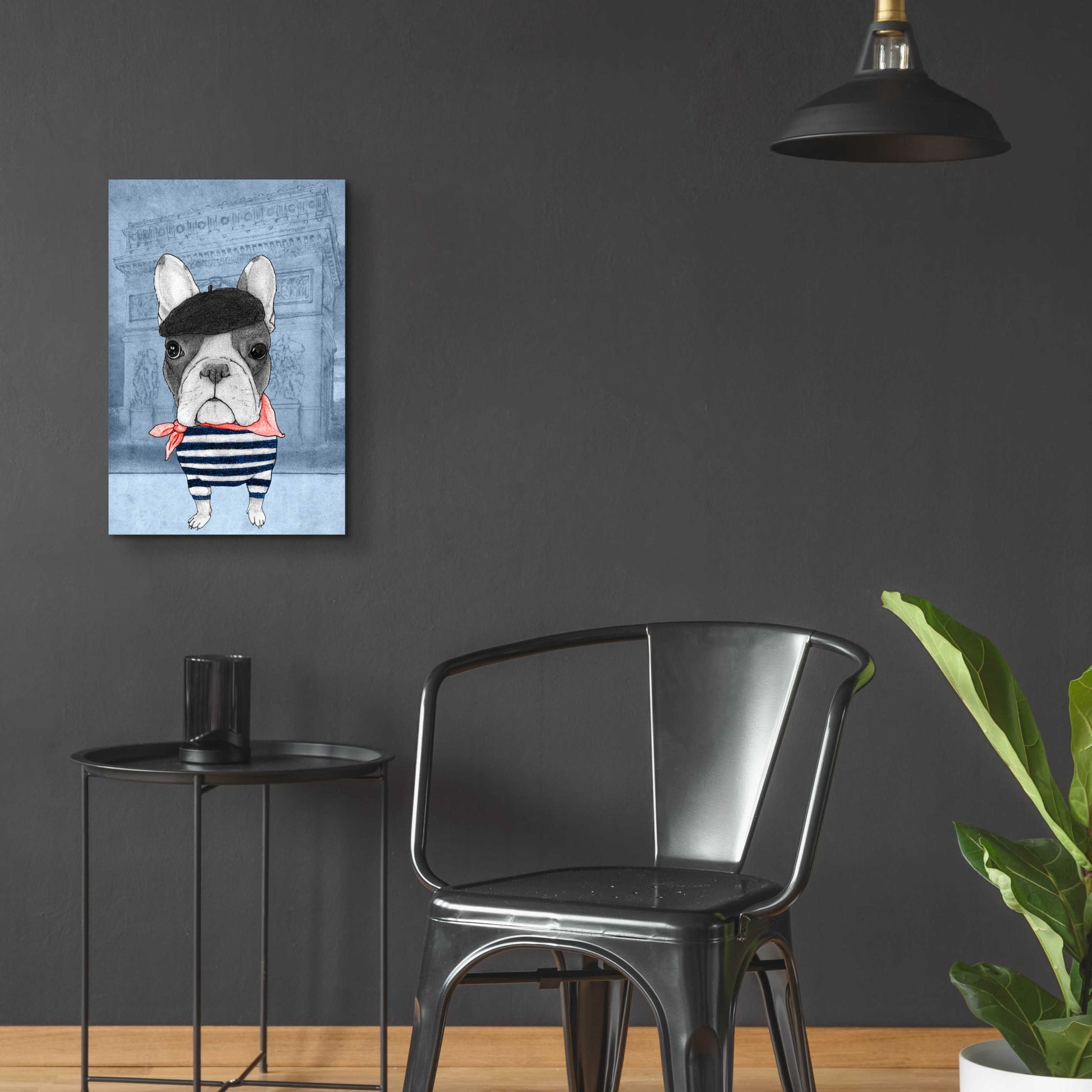 Epic Art 'French Bulldog with Arc de Triomphe' by Barruf Acrylic Glass Wall Art,16x24