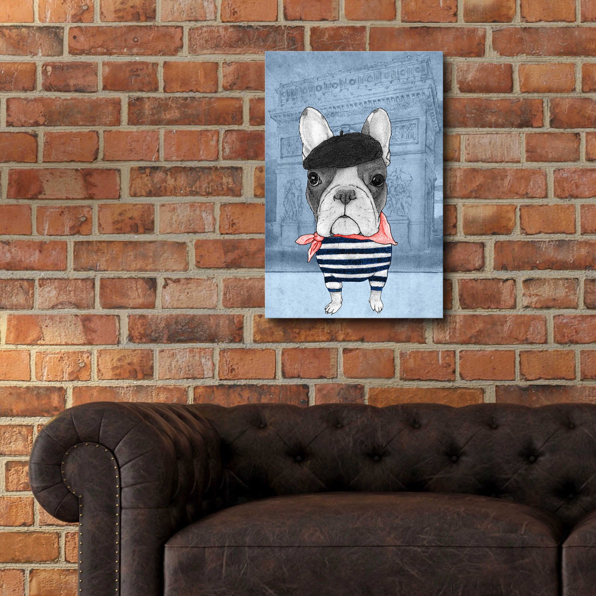 Epic Art 'French Bulldog with Arc de Triomphe' by Barruf Acrylic Glass Wall Art,16x24