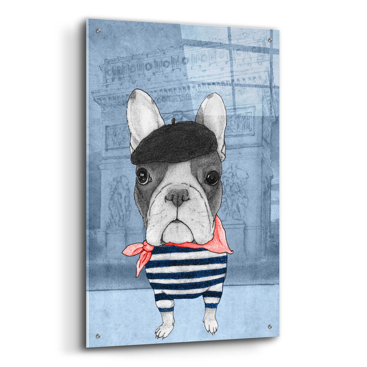 Epic Art 'French Bulldog with Arc de Triomphe' by Barruf Acrylic Glass Wall Art,24x36