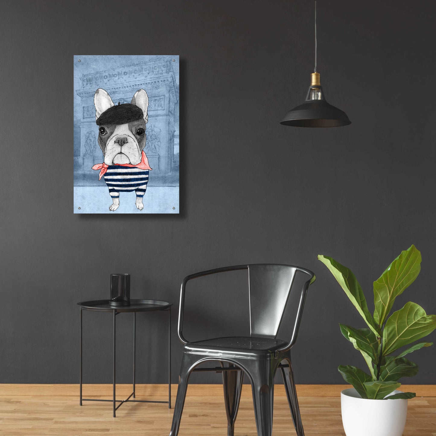 Epic Art 'French Bulldog with Arc de Triomphe' by Barruf Acrylic Glass Wall Art,24x36