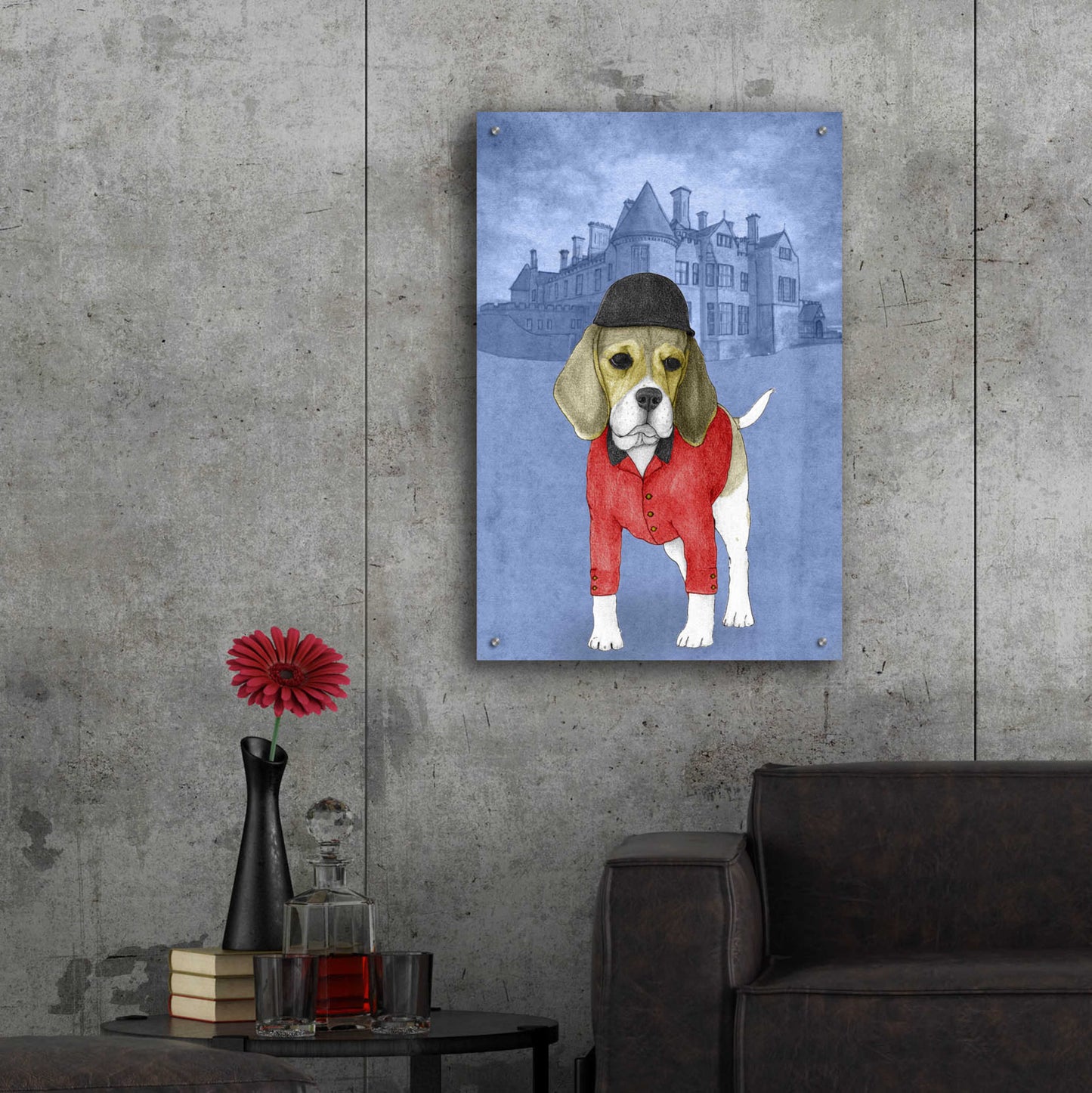 Epic Art 'Beagle with Beaulieu Palace' by Barruf Acrylic Glass Wall Art,24x36