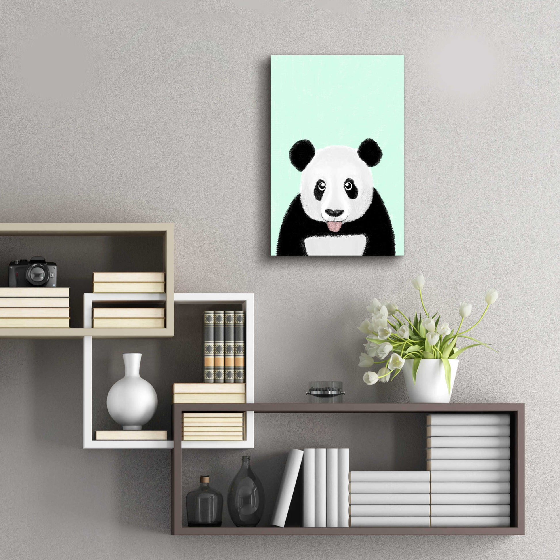 Epic Art 'Cute Panda' by Barruf Acrylic Glass Wall Art,16x24