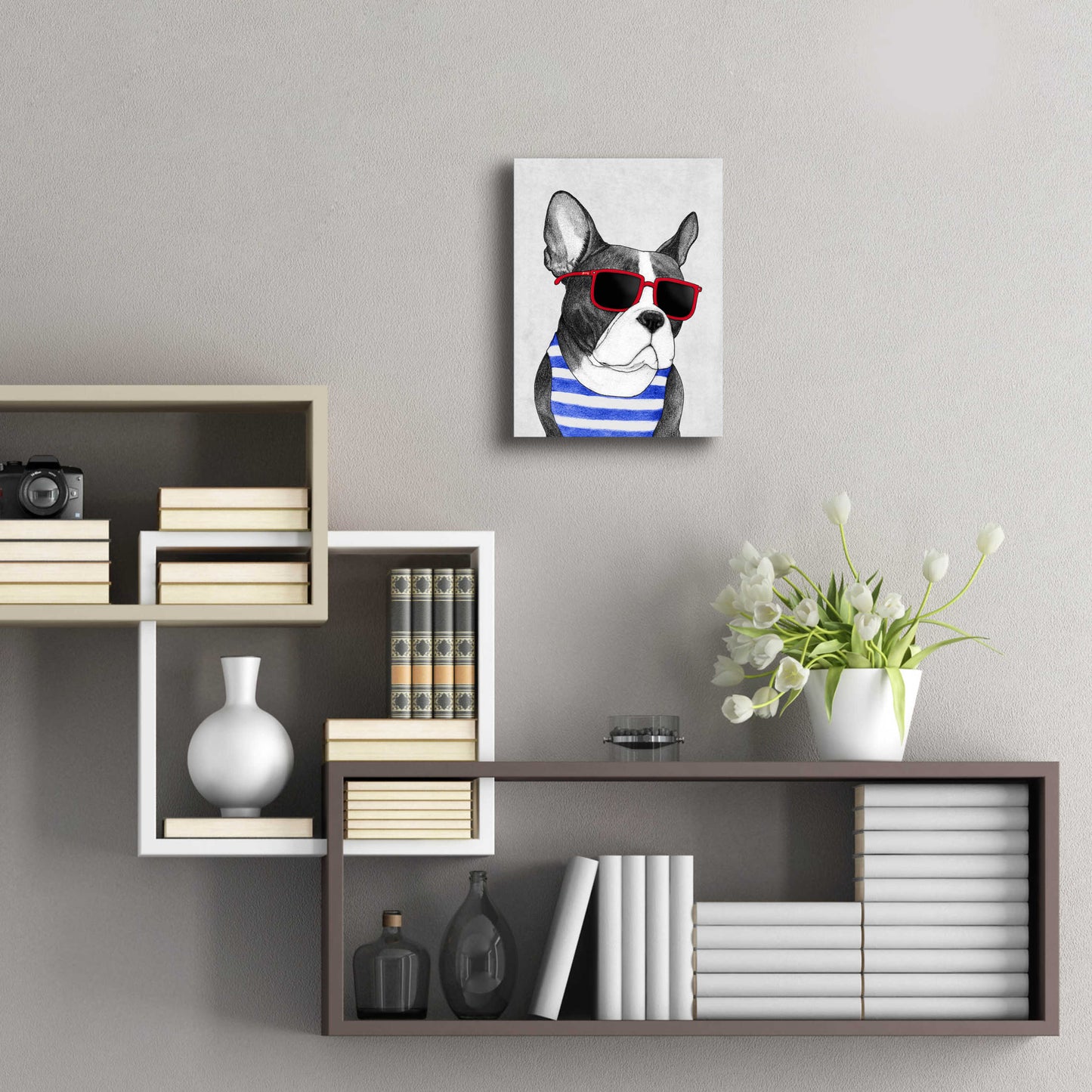 Epic Art 'Frenchie Summer Style' by Barruf Acrylic Glass Wall Art,12x16