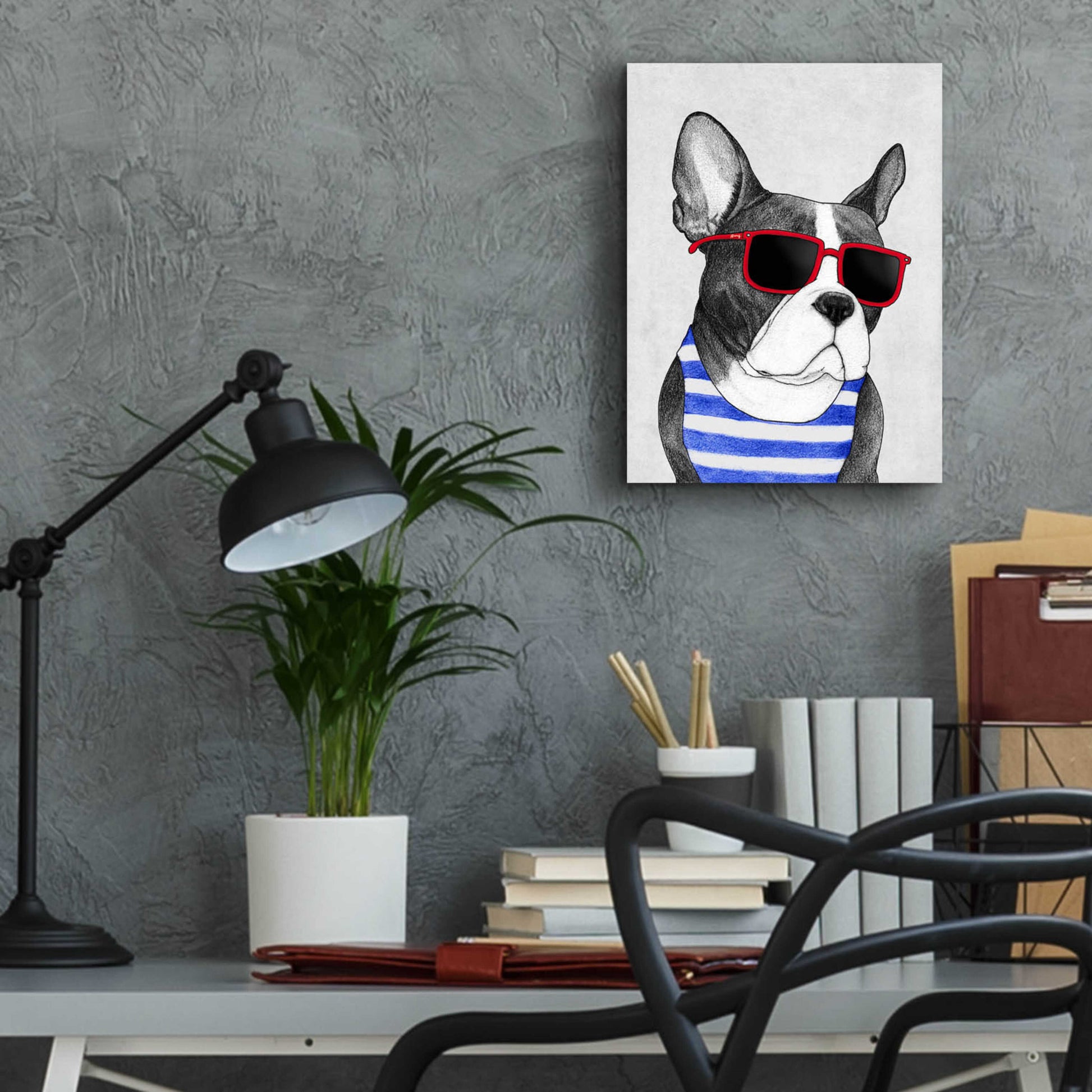 Epic Art 'Frenchie Summer Style' by Barruf Acrylic Glass Wall Art,12x16