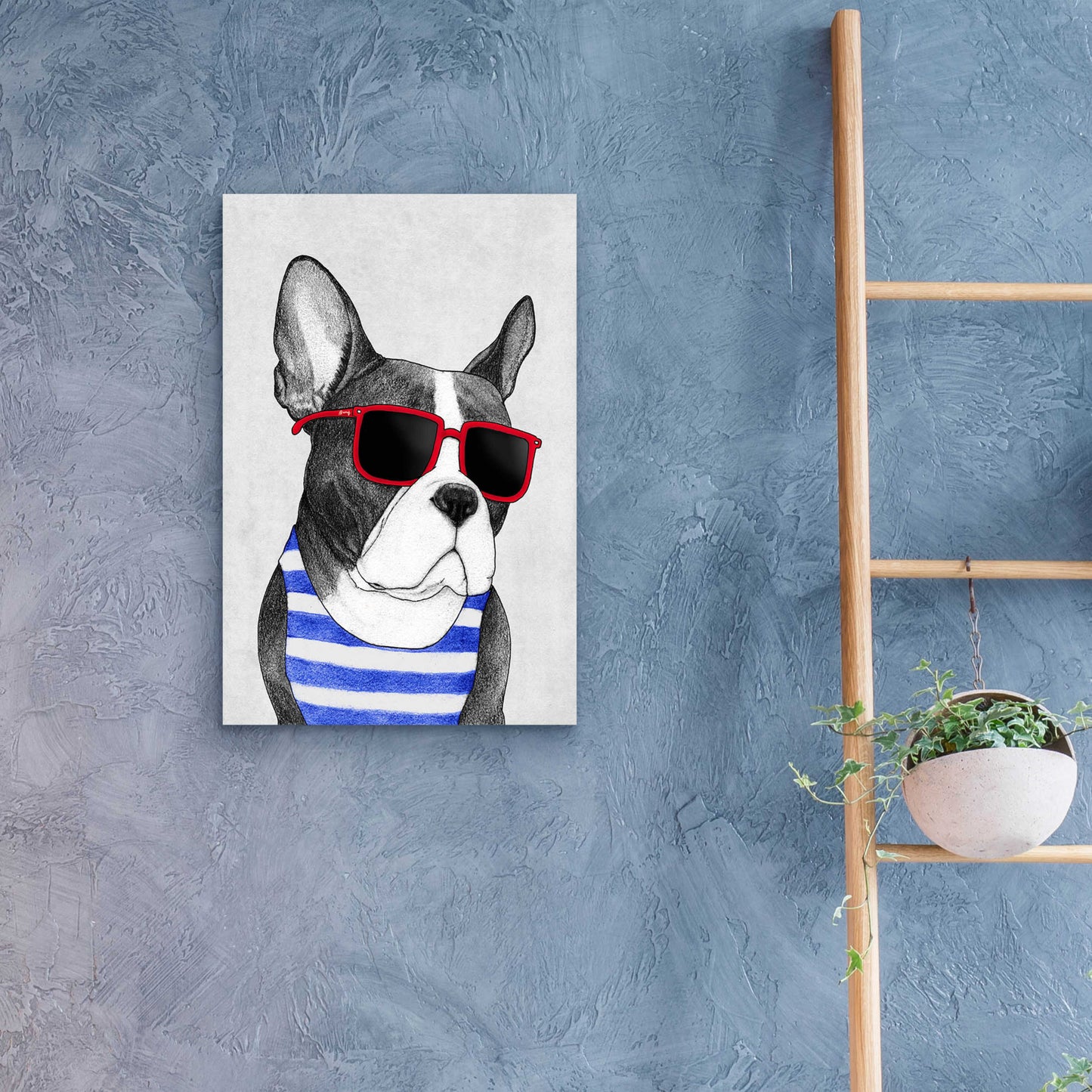 Epic Art 'Frenchie Summer Style' by Barruf Acrylic Glass Wall Art,16x24