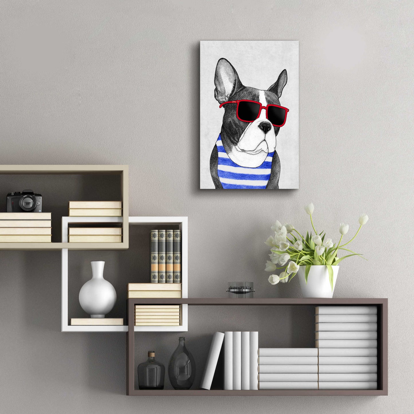 Epic Art 'Frenchie Summer Style' by Barruf Acrylic Glass Wall Art,16x24