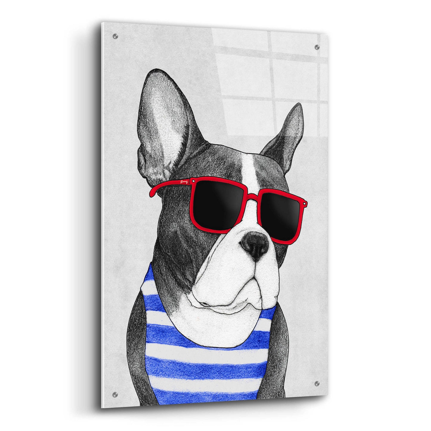 Epic Art 'Frenchie Summer Style' by Barruf Acrylic Glass Wall Art,24x36