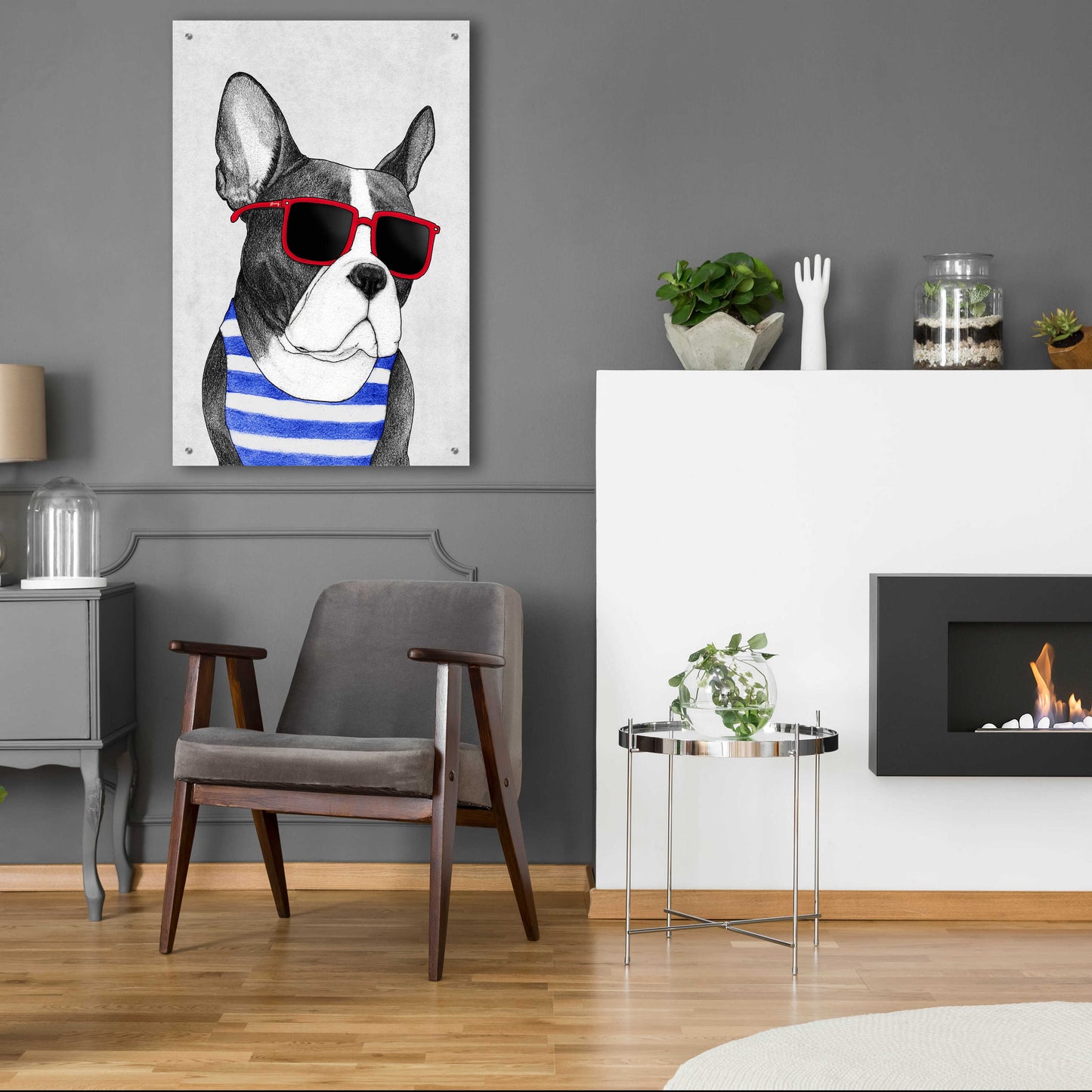 Epic Art 'Frenchie Summer Style' by Barruf Acrylic Glass Wall Art,24x36