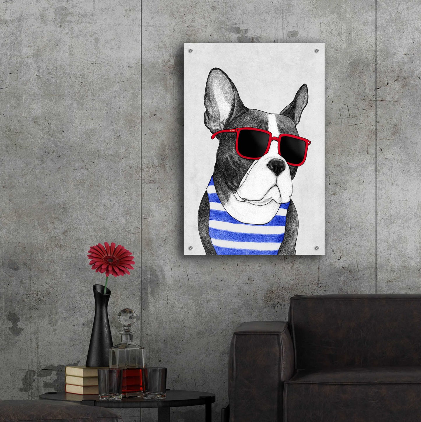 Epic Art 'Frenchie Summer Style' by Barruf Acrylic Glass Wall Art,24x36