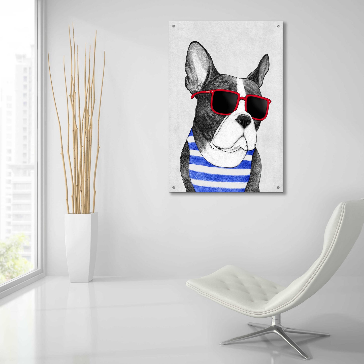 Epic Art 'Frenchie Summer Style' by Barruf Acrylic Glass Wall Art,24x36