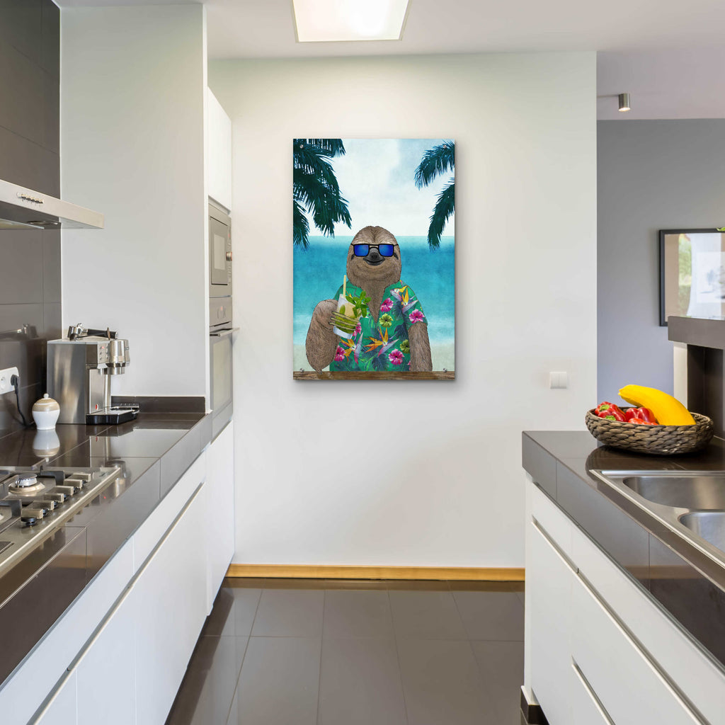 Sloth on Summer Holidays by Barruf - 24x36 acrylic wall art in a room