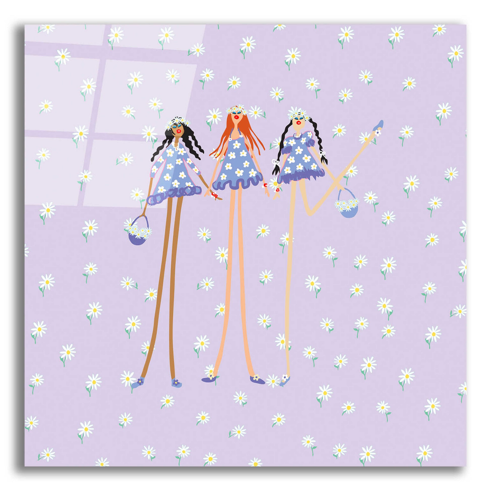 Epic Art 'Flower Girls' by Caroline Benchétrit Acrylic Glass Wall Art,12x12