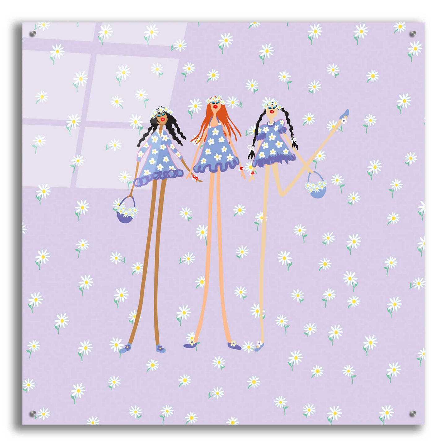 Epic Art 'Flower Girls' by Caroline Benchétrit Acrylic Glass Wall Art,36x36